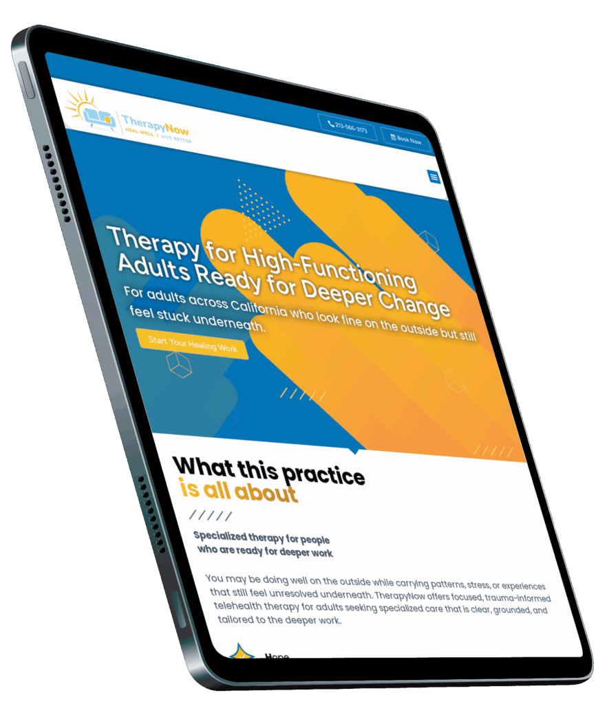 TherapyNow website on tablet